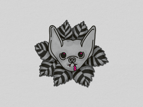 Dark Bat Flower Sticker